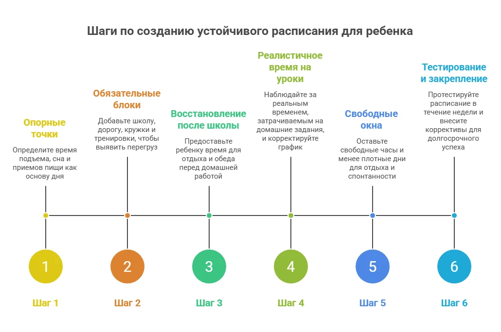шаги по созданию режима дня школьника